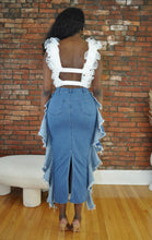 Distressed Denim Maxi Skirt - Foxy And Beautiful