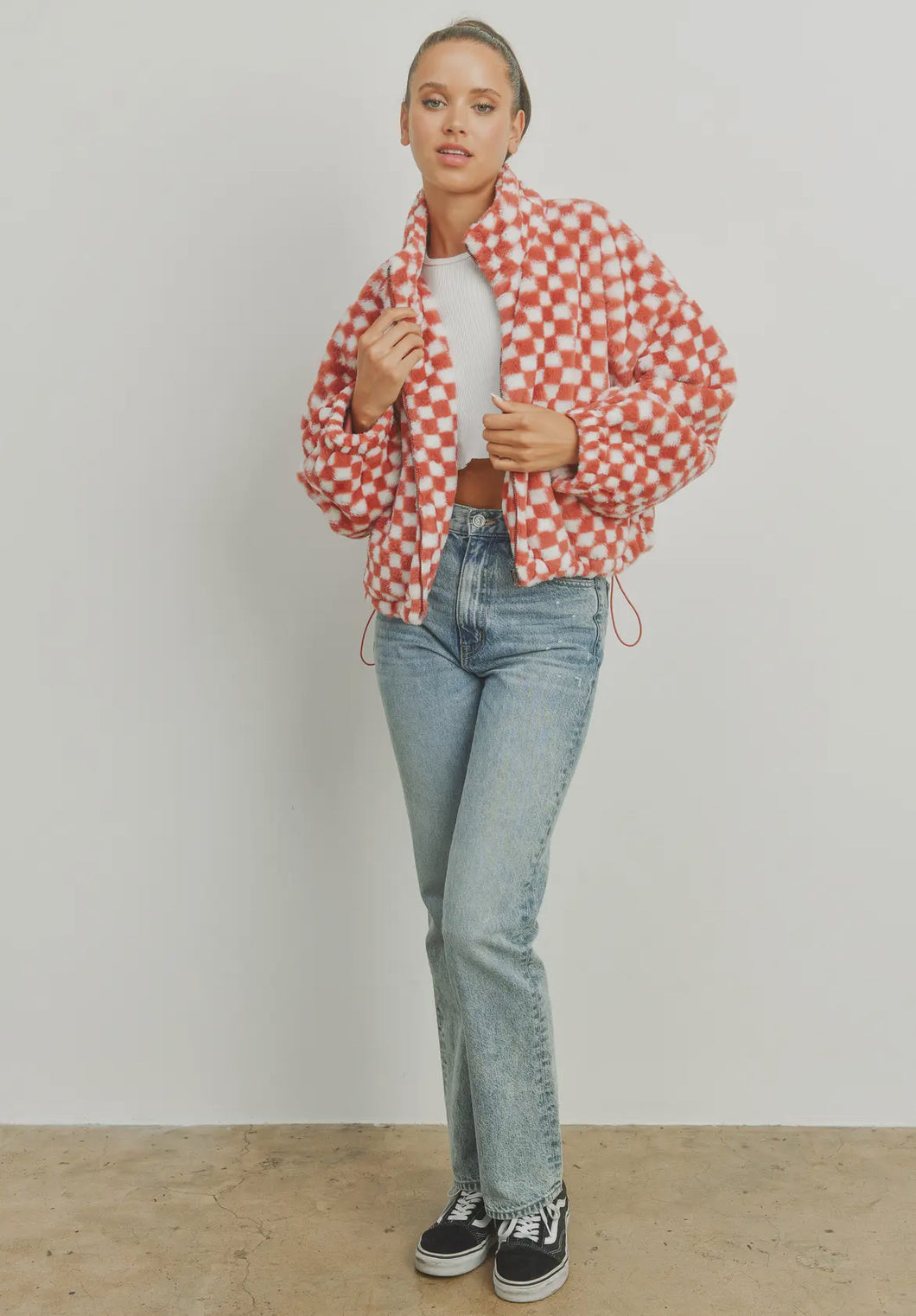 Checkered Teddy Jacket - Foxy And Beautiful Boutique