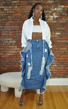 Distressed Denim Maxi Skirt - Foxy And Beautiful