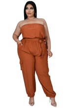 Strapless Jumpsuit - Cognac - Foxy And Beautiful
