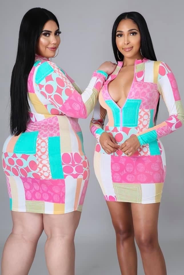 Patchwork Mini Dress - Foxy And Beautiful