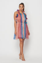 Julianna Stripe Ruffle Rhinestone Dress - Foxy And Beautiful