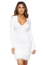 Hailey Faux Fur Trimmed Dress - Foxy And Beautiful