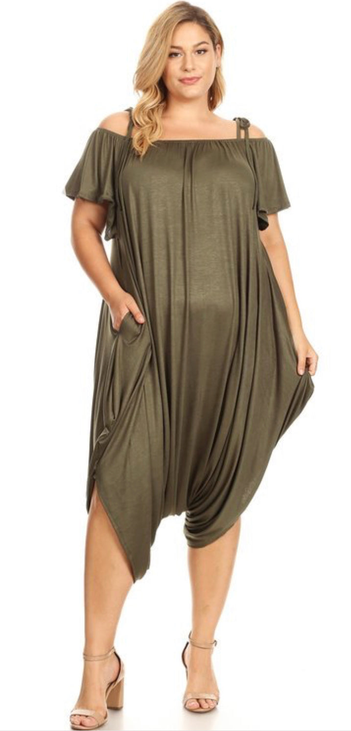 Olive Curvy Jumpsuit - Foxy And Beautiful
