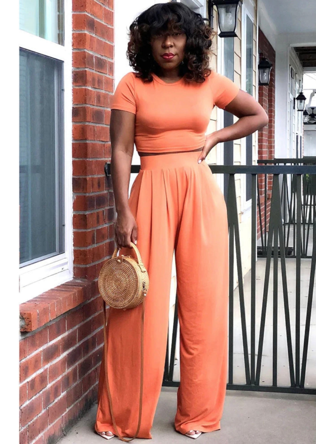 orange palazzo set