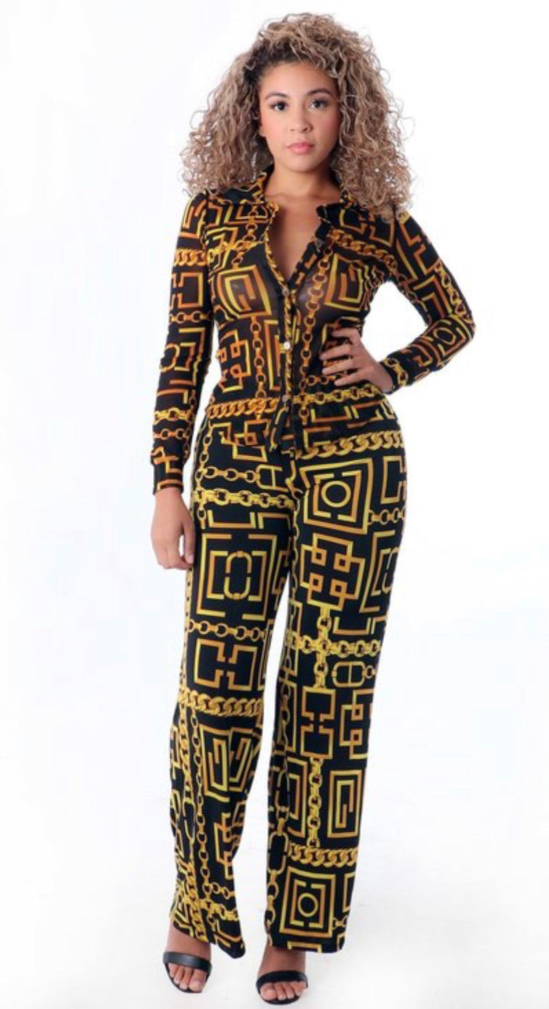 Gold Chain Pant Set - Foxy And Beautiful