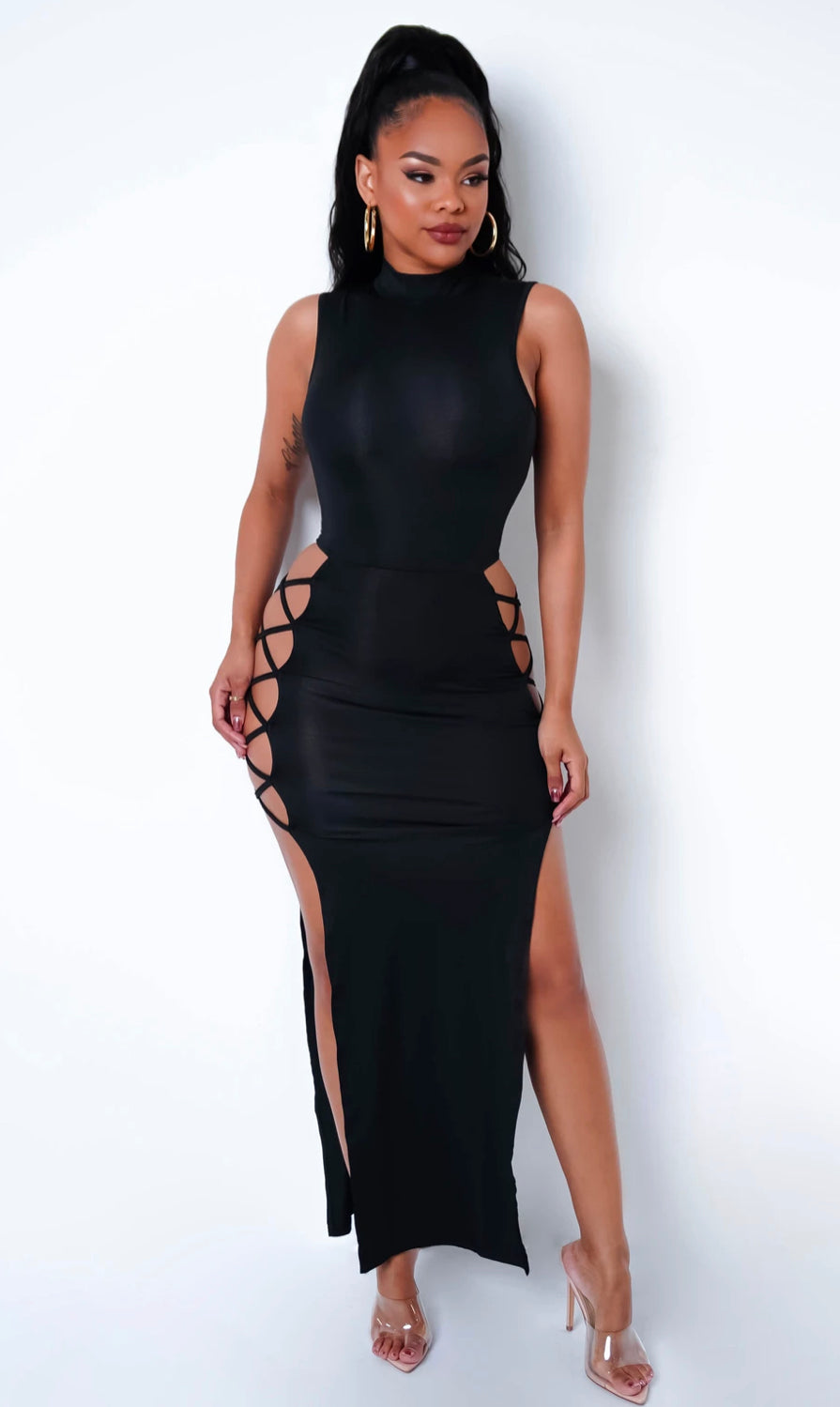 black maxi dress