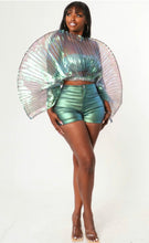 Iridescent Pleated Crop Top