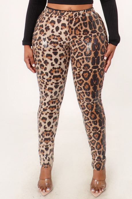Leopard Sequined Pant - Foxy And Beautiful Boutique