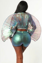 Iridescent Pleated Crop Top