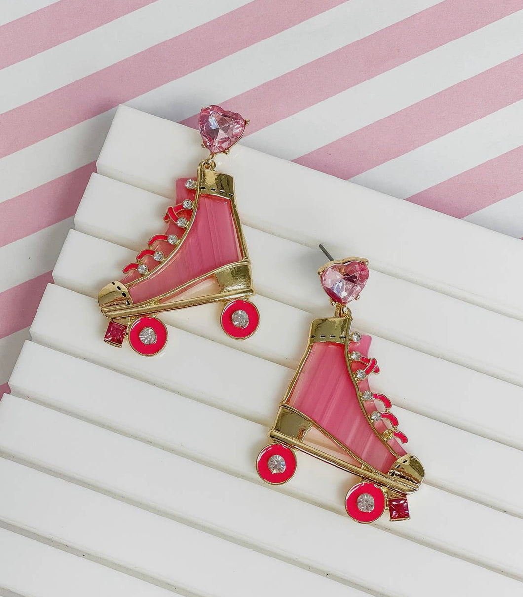 Roller Skate Earrings - Pink - Foxy And Beautiful