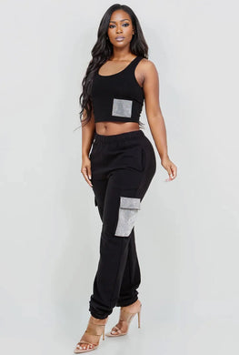 Rhinestone Jogger Set