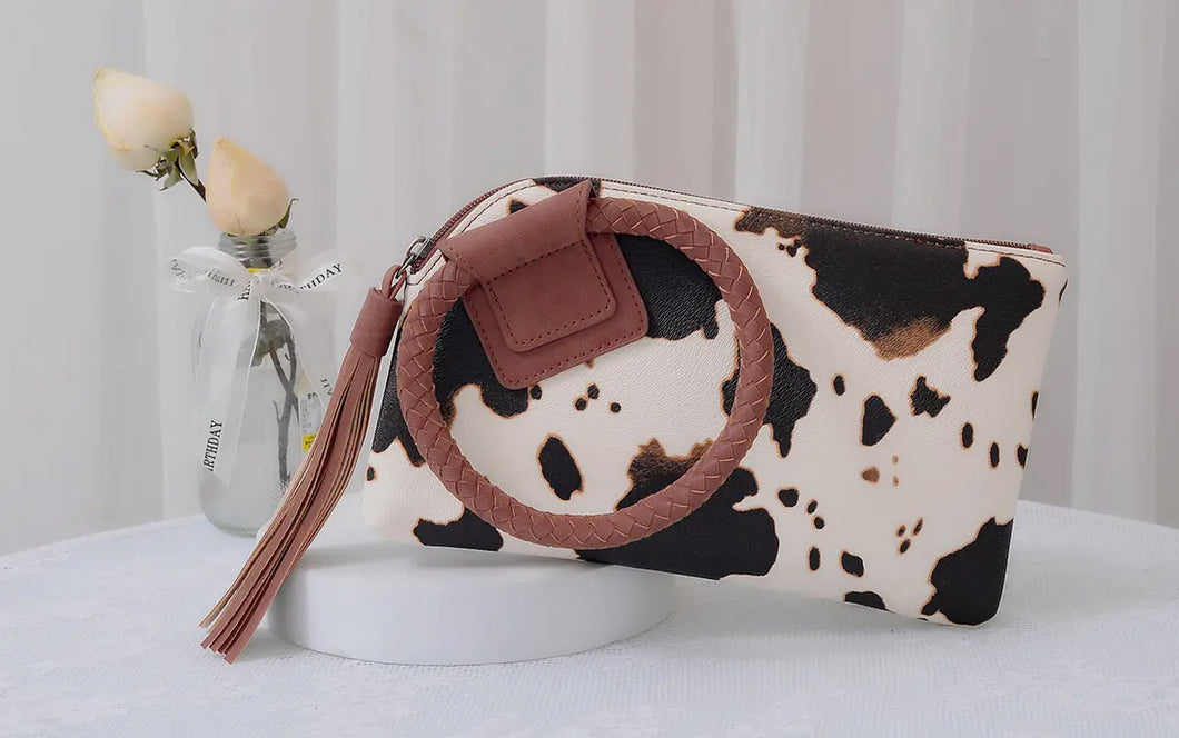 Cow Print Wristlet/Clutch