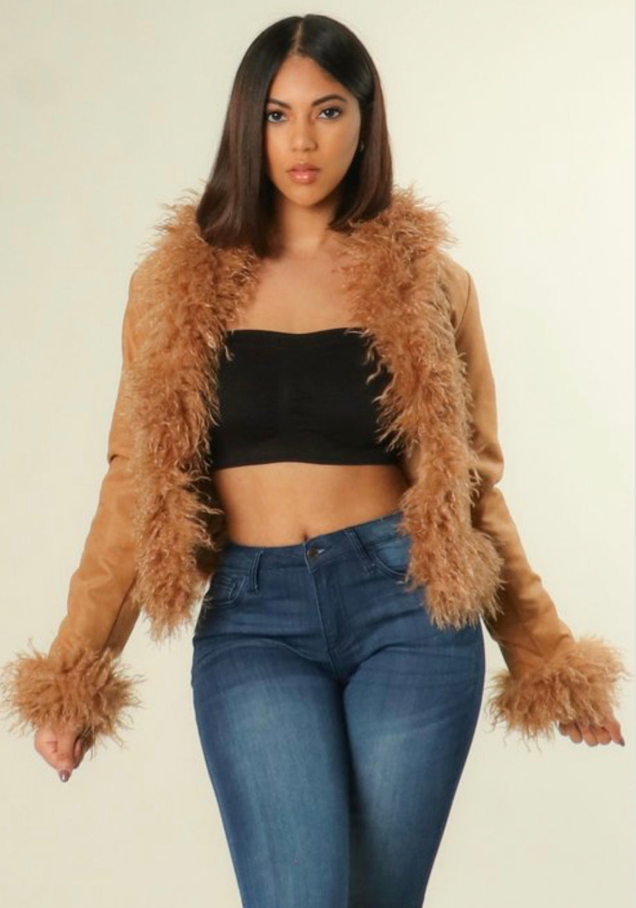 Faux Fur Suede Jacket - Foxy And Beautiful