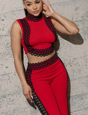 Lover Girl Crepe Set - Red/Black