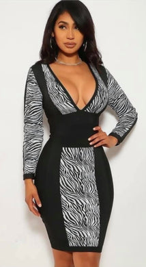 Zebra Print Bandage Dress - Foxy And Beautiful